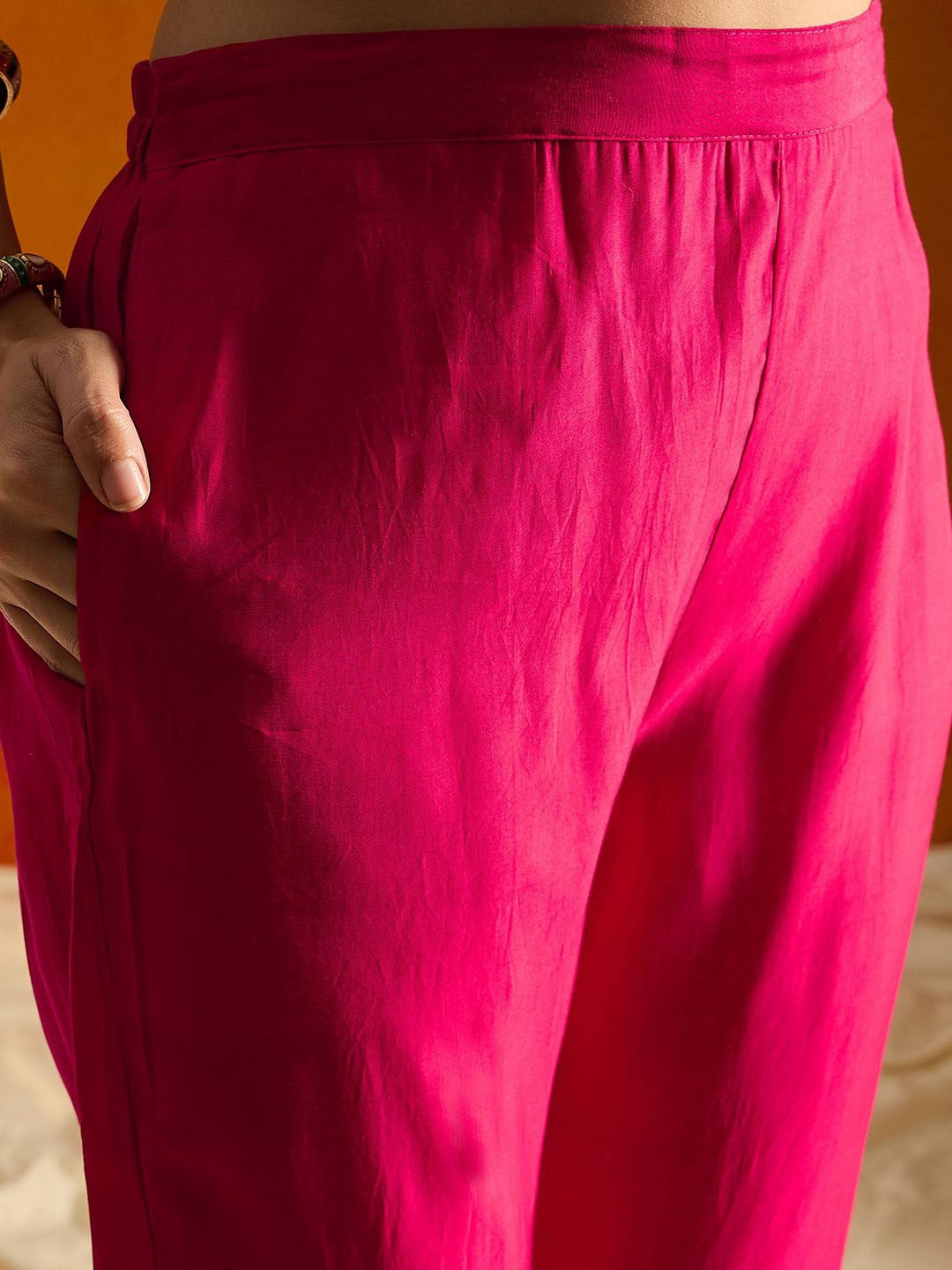 Beautiful Pink Embroidered Kurta Set with Bottom Wear and Dupatta Dropshipera