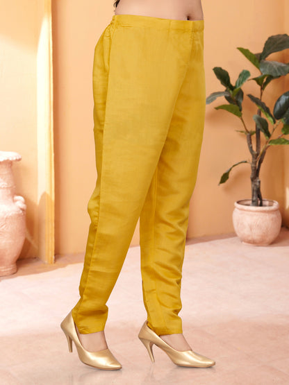 Mustard Yellow Simple Beautiful Kurta Set with Bottom and Dupatta Dropshipera