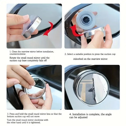 360 Degree Car Wide Angle Round Convex Blind Spot rear Mirror for Cars/Bikes/Motorcycle Mojo