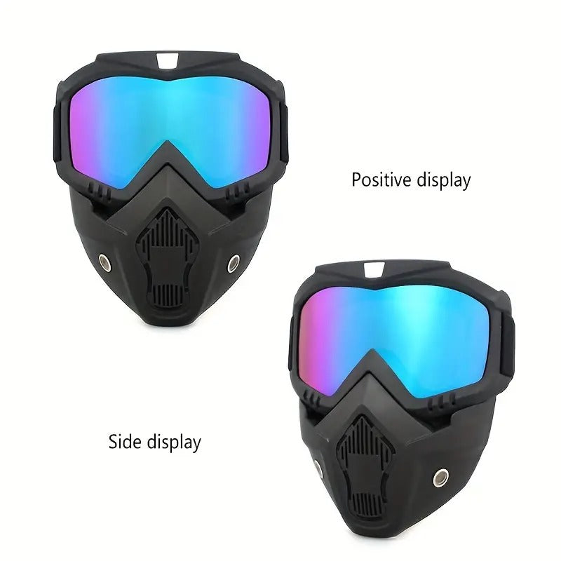 Goggle Mask Anti Scratch UV Protective Open Face & Eyewear Windproof Dirt Shield Adjustable Strap Mojo