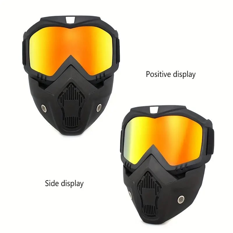 Goggle Mask Anti Scratch UV Protective Open Face & Eyewear Windproof Dirt Shield Adjustable Strap Mojo