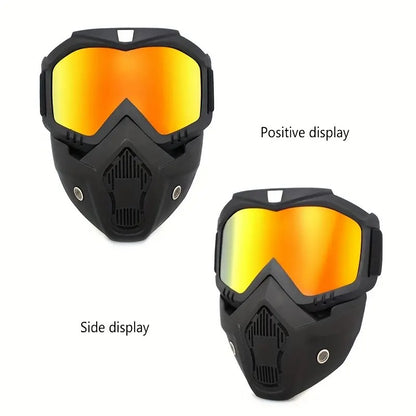 Goggle Mask Anti Scratch UV Protective Open Face & Eyewear Windproof Dirt Shield Adjustable Strap Mojo