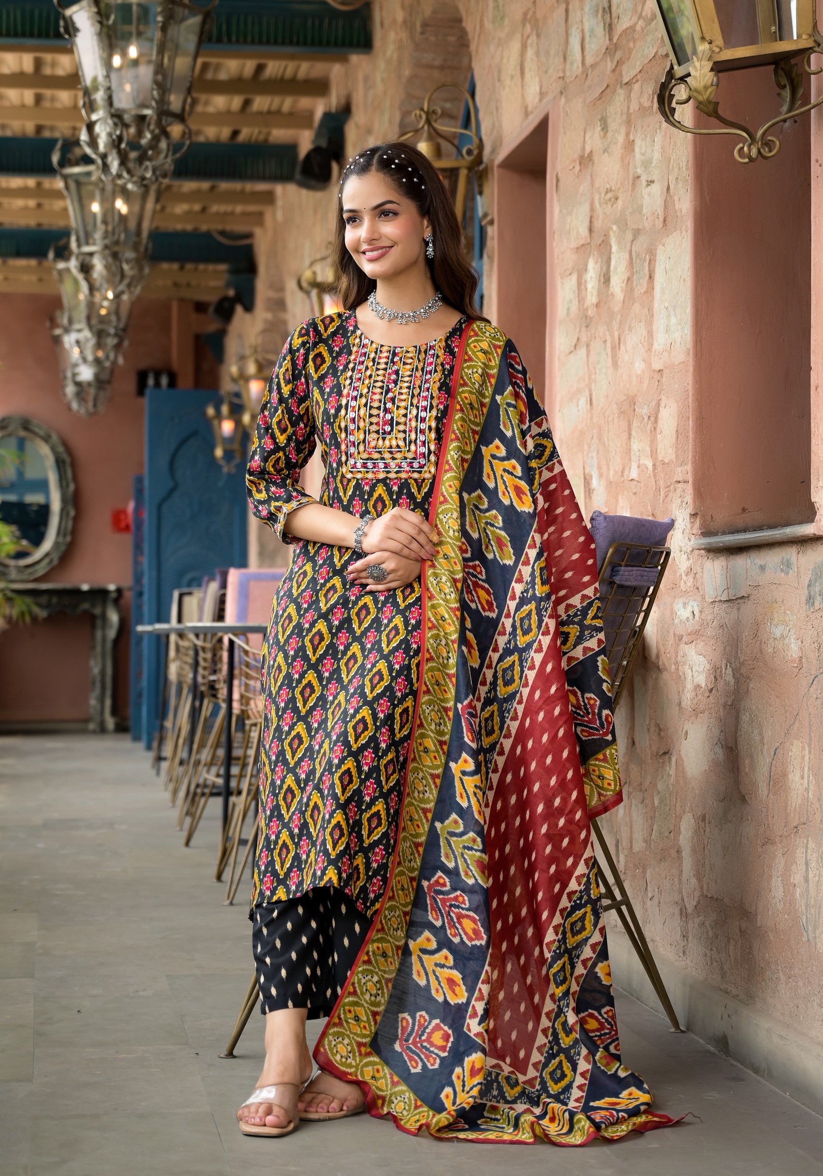 Beautiful Designer  Rayon Full Stiched Kurti Pant with Dupatta Dropshipera