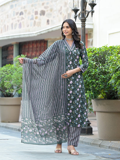 Women's Printed Kurta  With Pant and dupatta Dropshipera