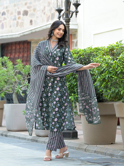 Women's Printed Kurta  With Pant and dupatta Dropshipera