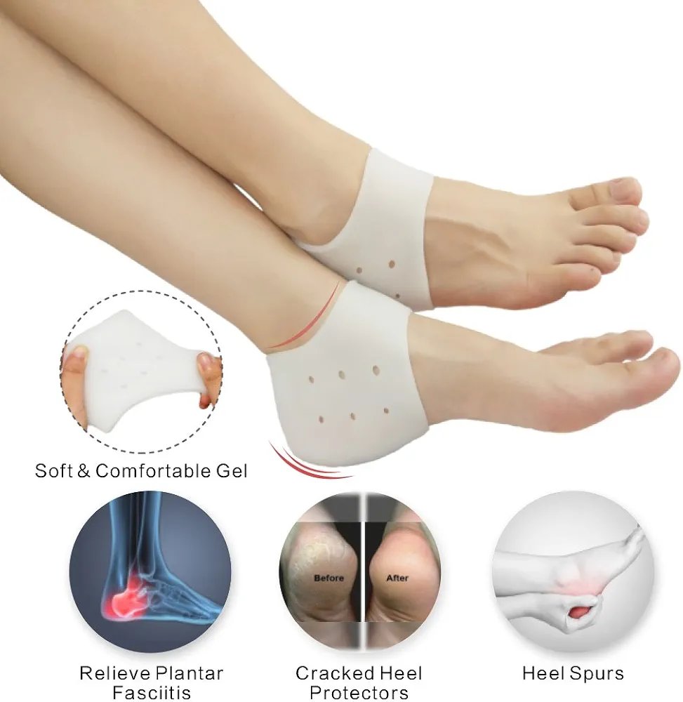 Silicone Gel Heel Pad Socks for Pain Relief - 1 Pair 2433