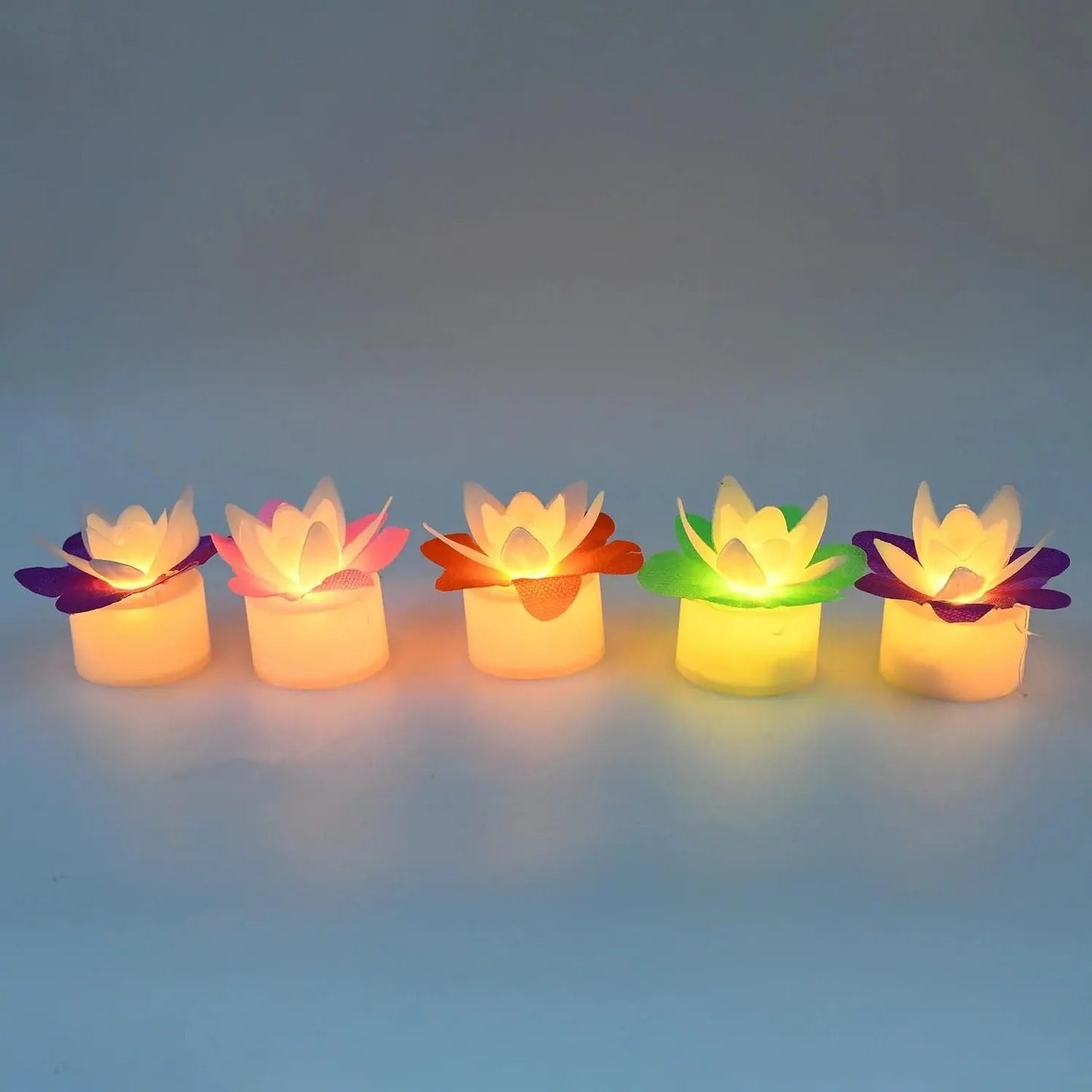 Decoration Candles/Led Diwali Decor Lotus Flower Candle (4 Pcs) 18051