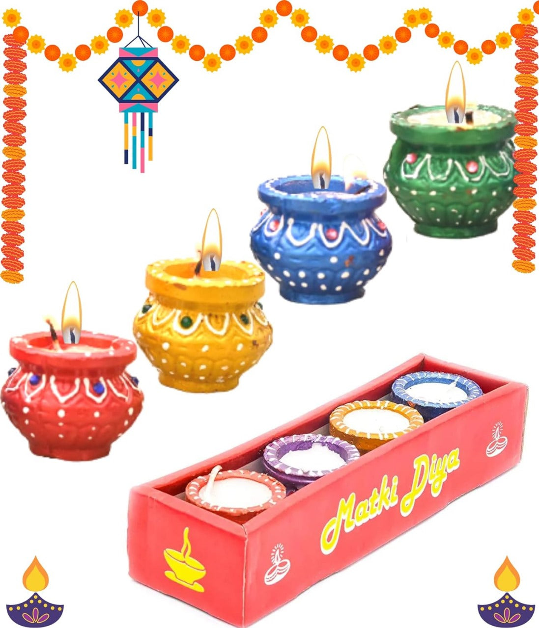 Matka Diya Candles Set Decoration Light (Pack Of 4) 18076