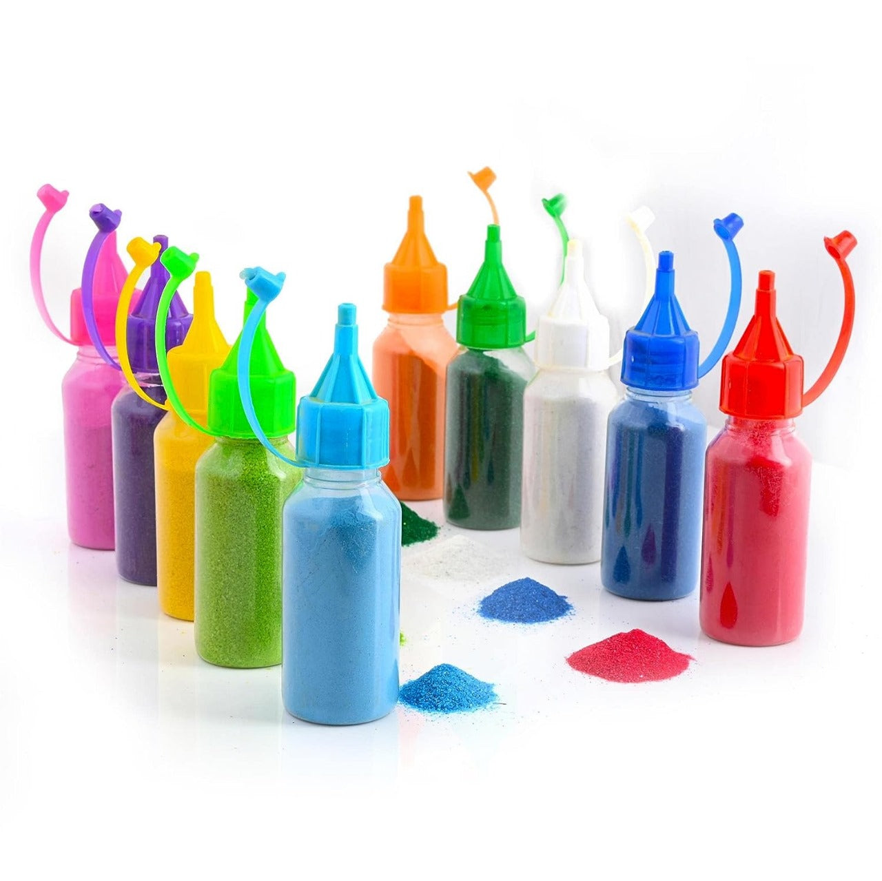 Rangoli Colours Powder Bottles for Floor Decorations - Pack of 10 Rangoli Powder Bottles Used 18076