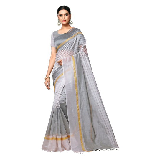 Women Designer Saree (Silver, 6.3 m) 16135