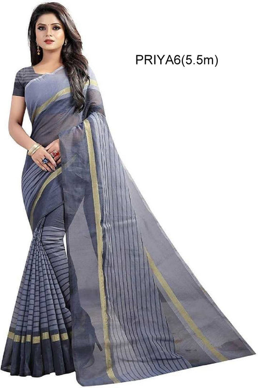 Women Designer Saree (Grey, 6.3 m) 16135