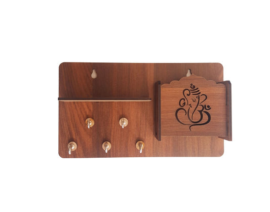 Ganesh Wooden Phone Stand & Keyholder 18309