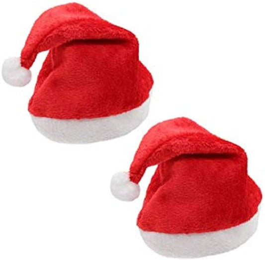 Arts Santa Claus Cap Merry Christmas Hat Cap for Christmas (Red & White, Pack of 2) 16778