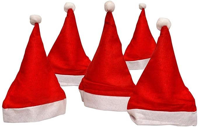 Arts Santa Claus Cap Merry Christmas Hat Cap for Christmas (Red & White, Pack of 2) 16778