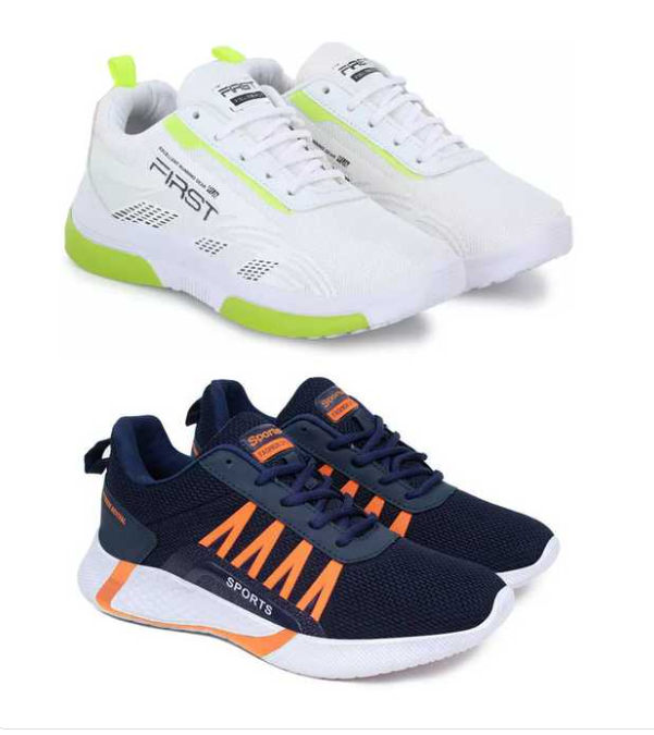 Sports Shoes For Men (White & Blue, 6) (Pack of 2) 18549