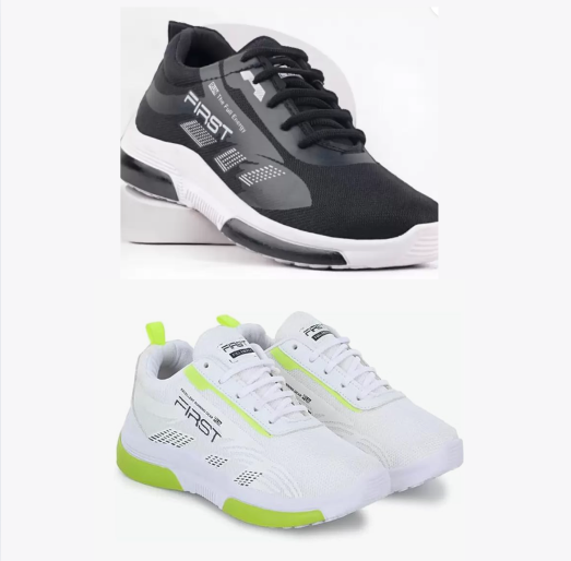 Sports Shoes for Men (Pack of 2) (White & Black, 6) 18549