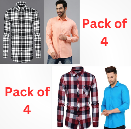 Mens Shirts (Multicolor, S) (Pack of 4) 18626