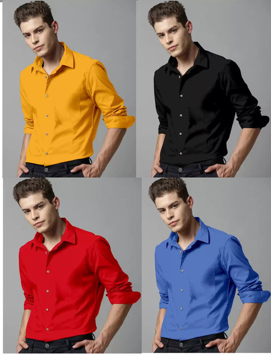 Combo of 4 Casual Shirts for Men (Multicolor, S) 18626