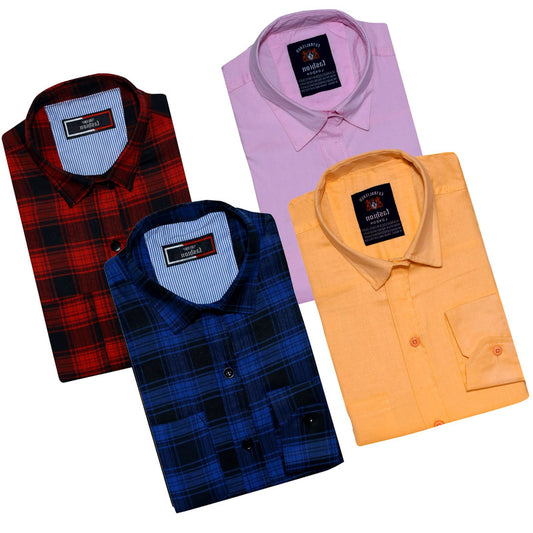 Combo of 4 Casual Shirts for Men (Multicolor, S) 18626