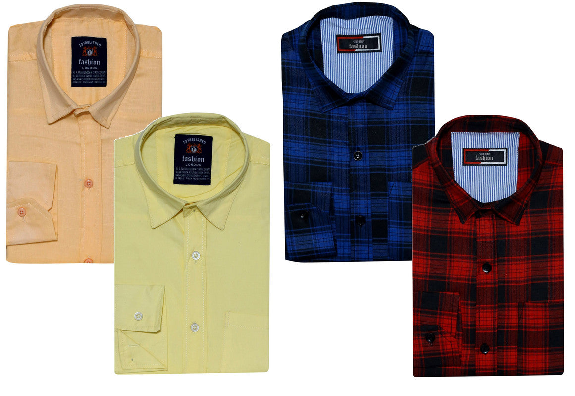 Combo of 4 Casual Shirts for Men (Multicolor, S) 18626