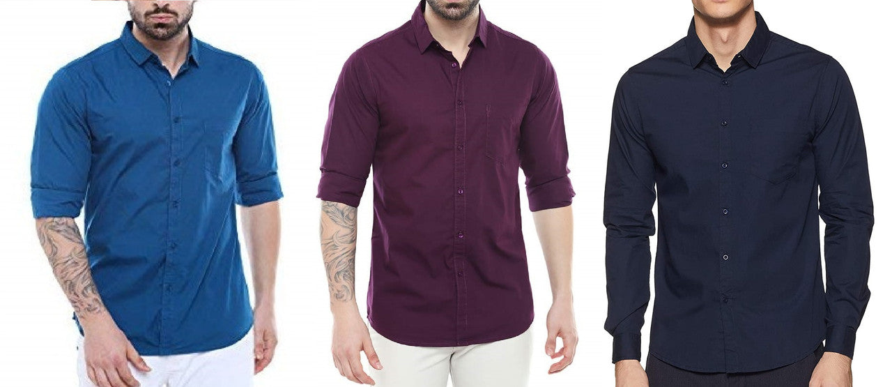 Combo of 3 Casual Men's Shirts (Multicolor, S) 18626