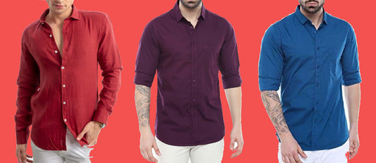 Combo of 3 Casual Men's Shirts (Multicolor, S) 18626