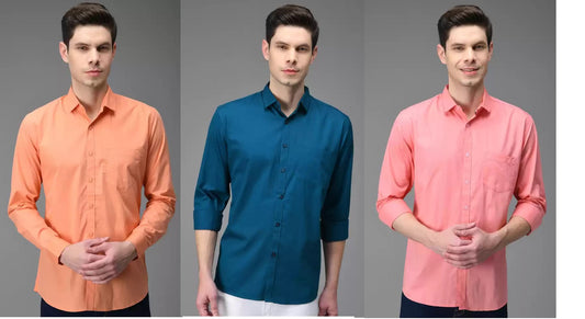 Combo of 3 Casual Men's Shirts (Multicolor, S) 18626