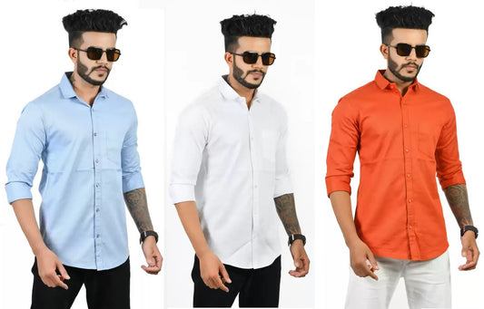 Combo of 3 Casual Men's Shirts (Multicolor, S) 18626