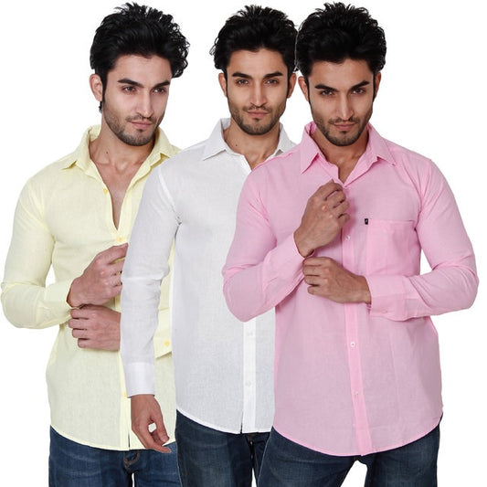 Combo of 3 Casual Men's Shirts (Multicolor, S) 18626