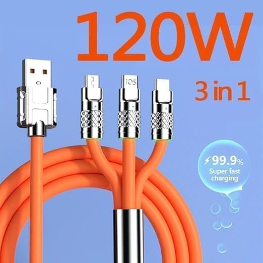 3 in 1 superfast charging zinc alloy Data Cable 18895