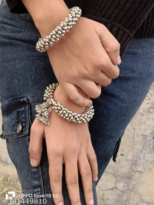 Silver Sterling Silver Kada  (Pack of 2) 13069