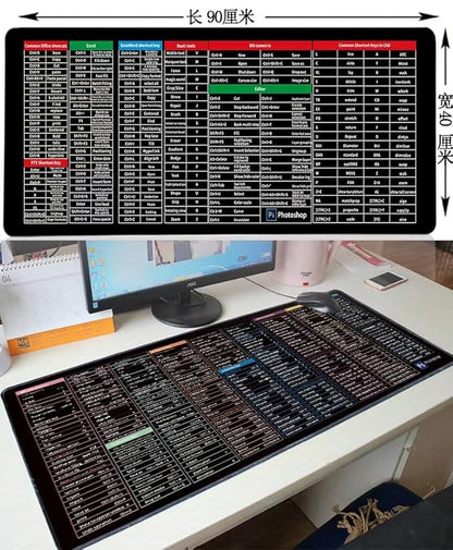 Quick Key Super Large Anti-Slip Keyboard Pad - with Office Software Shortcuts Pattern, Excel Shortcut Mouse Pad Non-Slip 18052