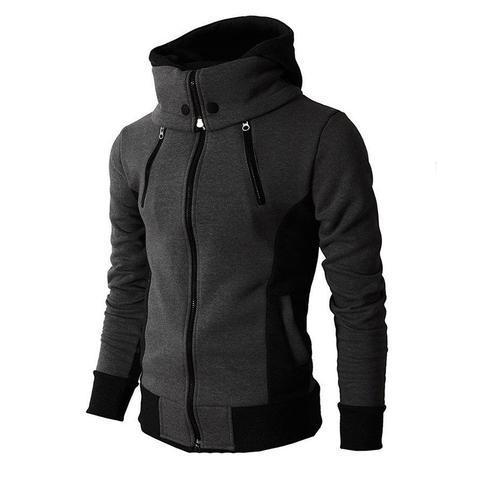 Men's Zip UP Hooded Jacket Fake Two Piece Sports Cardigan Casual Slim Sweatshirt Jacket My Store