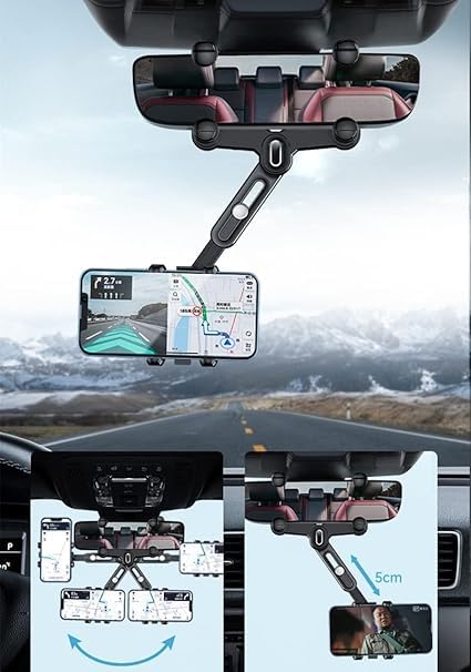 Phone Mount for Car, 2024 Upgraded Rear View Mirror Phone Holder, Universal Mount, Rotatable Phone Holder for Car Compatible 22927