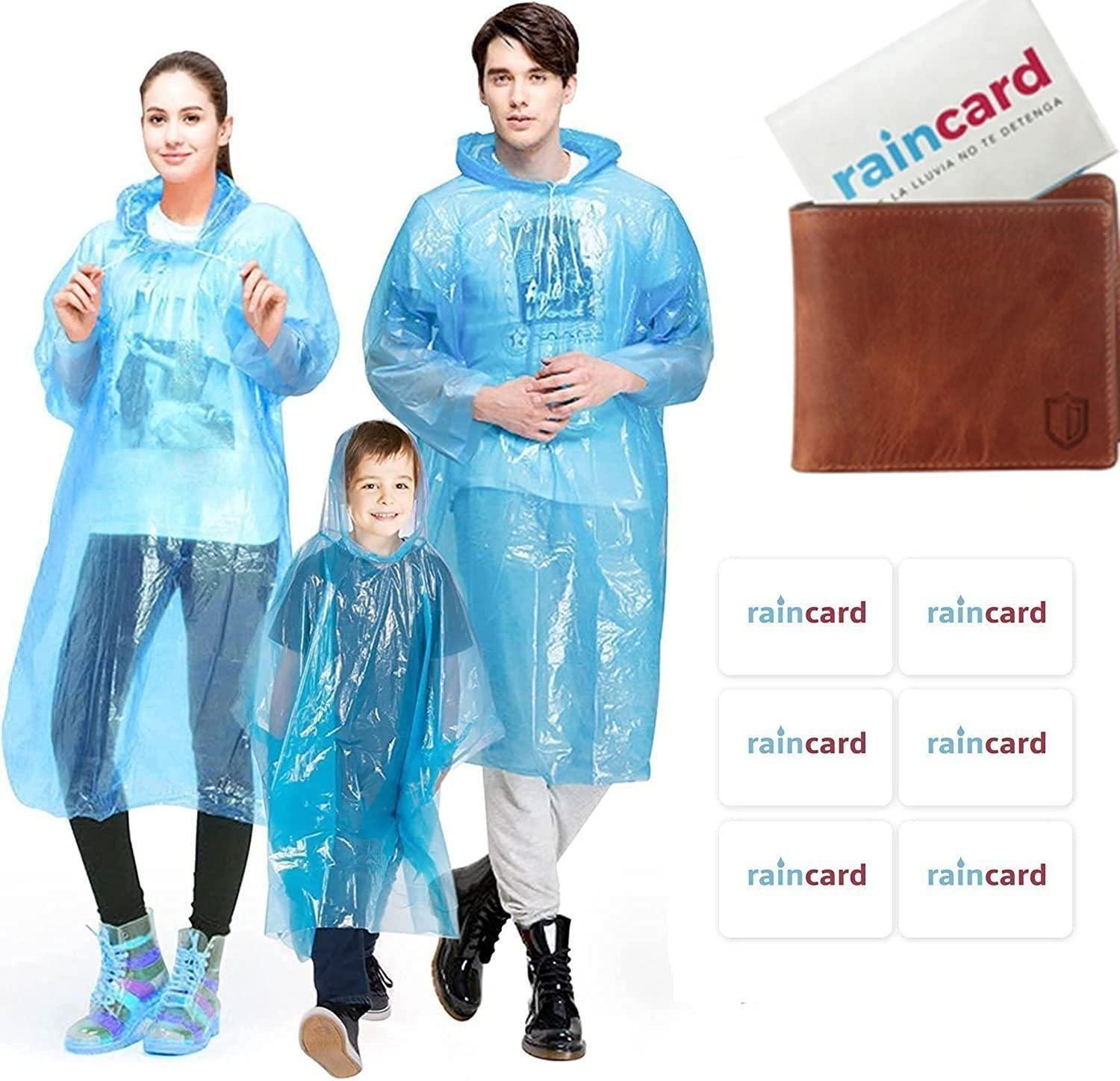 FULLY Reusable Wallet Rain Card Rain Coat for Adults (Set of 10) Multicolour 4485