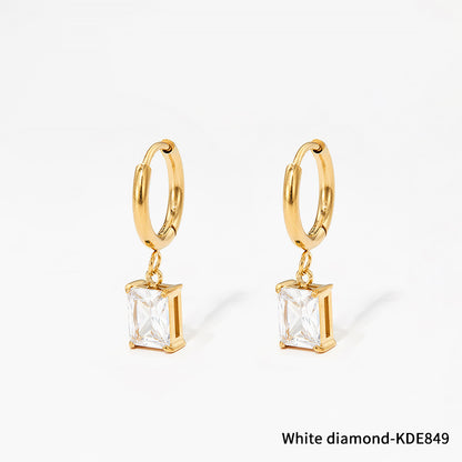 European And American Niche Normcore Bag Zircon Stainless Steel Geometric Simple Earrings For Women 3080