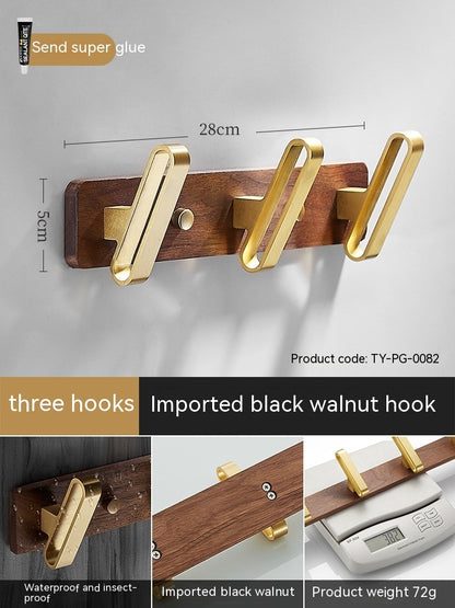 Solid Wood Clothes Hook Wall-Mounted Aluminum Alloy My Store