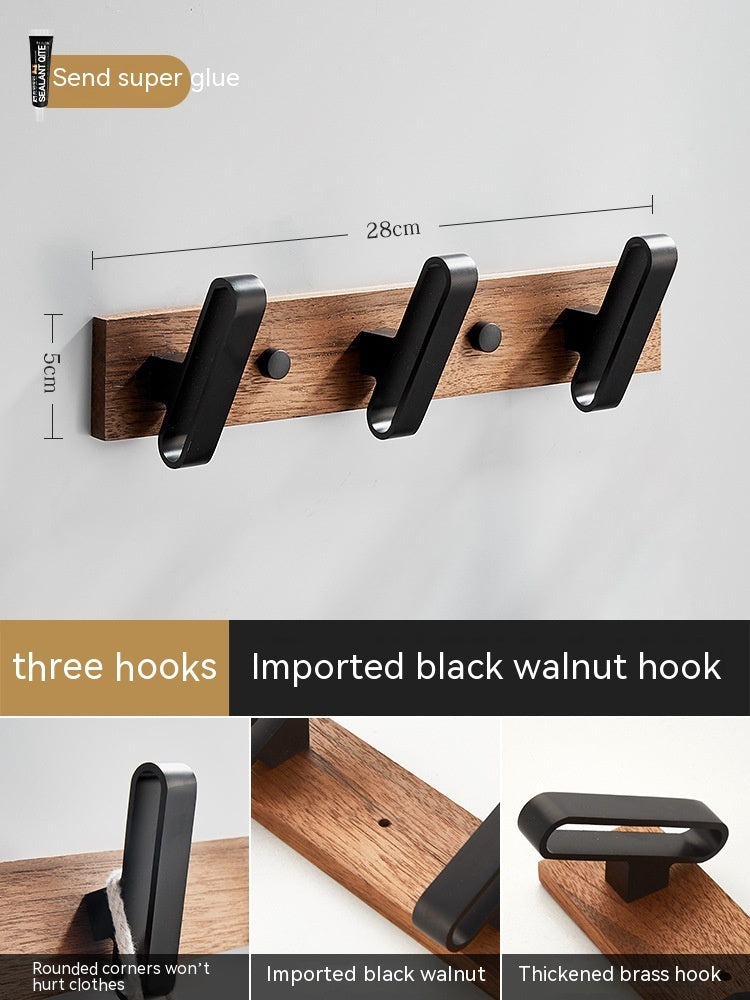 Solid Wood Clothes Hook Wall-Mounted Aluminum Alloy My Store