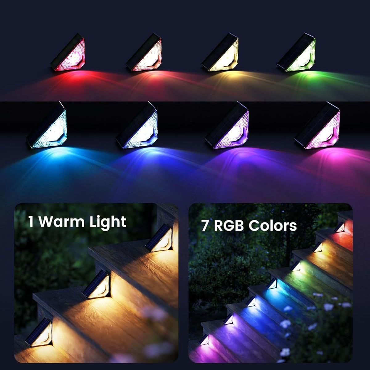 Solar Step Light Colorful Color Setting Multi-mode Stair Light My Store