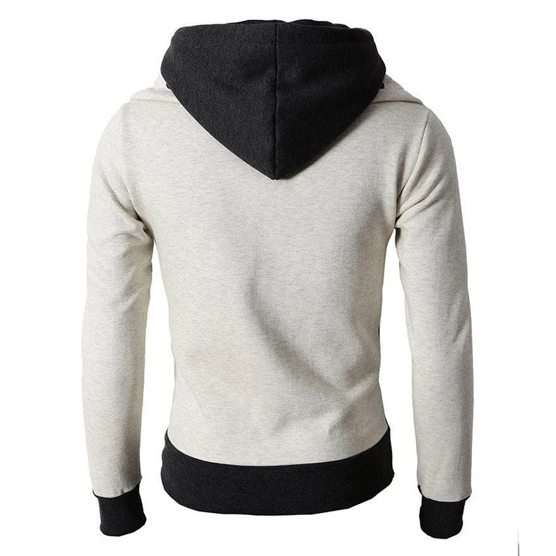 Men's Zip UP Hooded Jacket Fake Two Piece Sports Cardigan Casual Slim Sweatshirt Jacket My Store