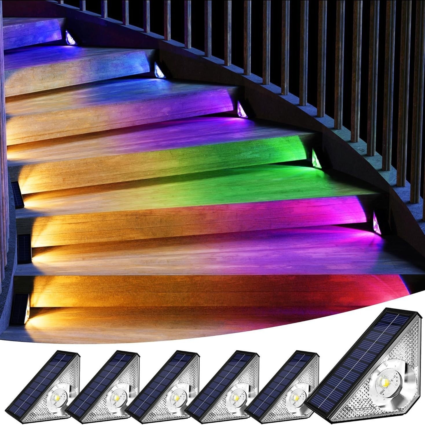 Solar Step Light Colorful Color Setting Multi-mode Stair Light My Store