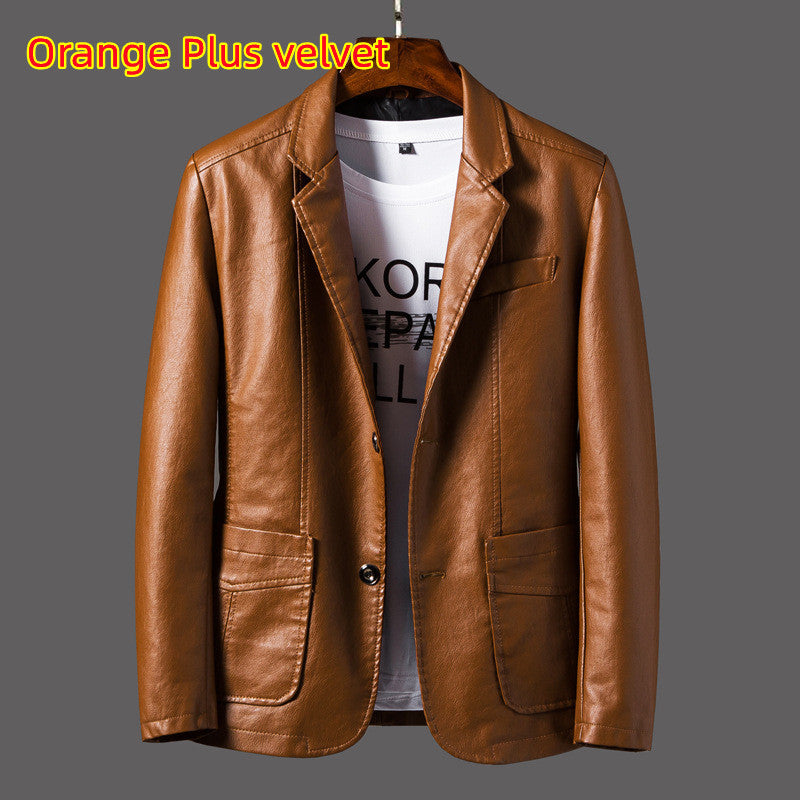 Leather Men's Autumn And Winter Jacket Thin Lapel My Store