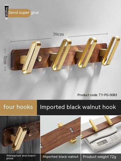 Solid Wood Clothes Hook Wall-Mounted Aluminum Alloy My Store