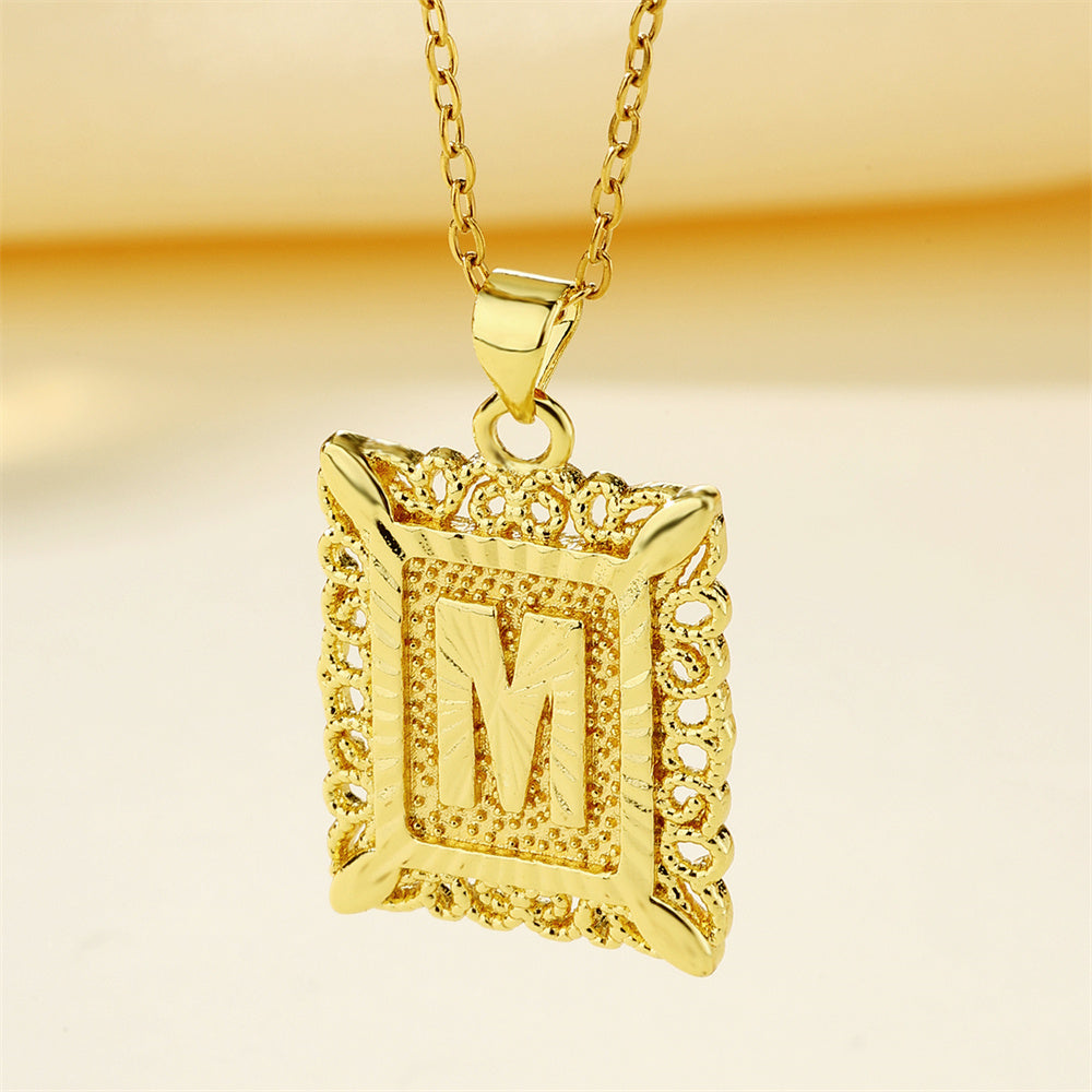 New Design Fashion Stainless Steel Letter Charm Necklace 18k Gold Plated My Store