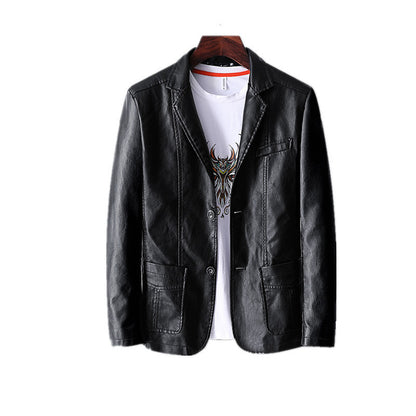 Leather Men's Autumn And Winter Jacket Thin Lapel My Store