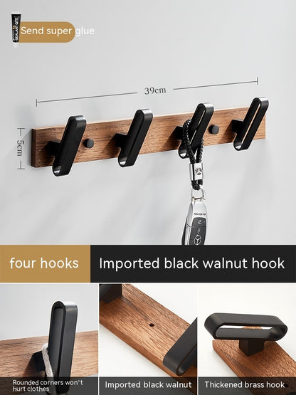 Solid Wood Clothes Hook Wall-Mounted Aluminum Alloy My Store