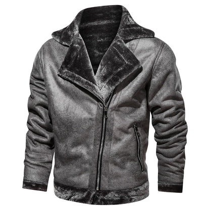 Retro Men Winter Suede Leather Jacket 3080