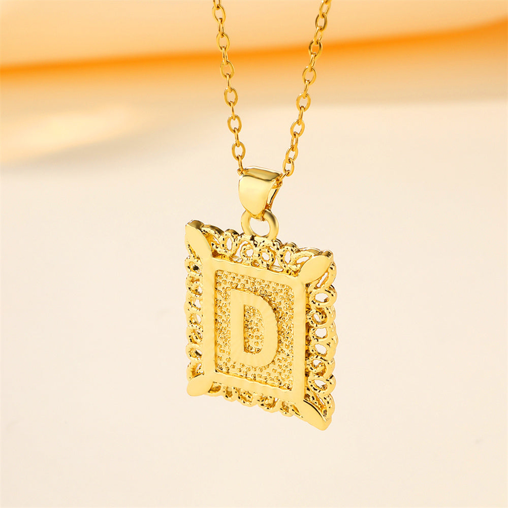 New Design Fashion Stainless Steel Letter Charm Necklace 18k Gold Plated My Store