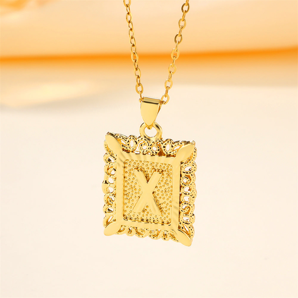 New Design Fashion Stainless Steel Letter Charm Necklace 18k Gold Plated My Store