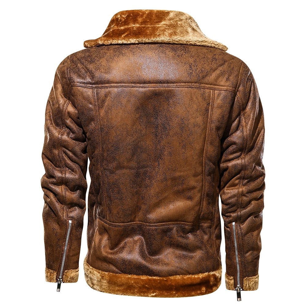 Retro Men Winter Suede Leather Jacket 3080